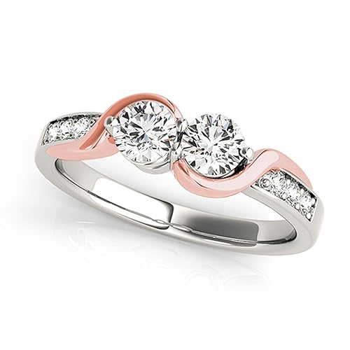 Diamond Wish 14k Two-gold Round 2-stone Diamond Engagement Ring (1