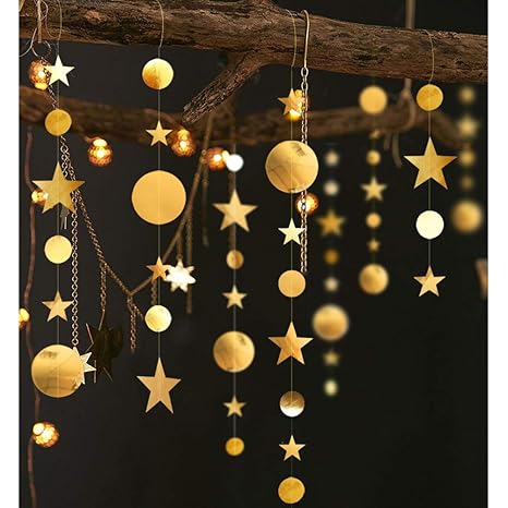 Leoie 4m Circle Star Shape Garland For Showcase Classroom Party