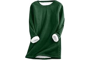 Borniu Womens Fleece Sweatshirt Casual Winter Warm Sherpa Lined Fleece Crewneck Sport Sweatshirts Pullover Loungewear