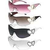 GGSTDDUP Y2K Sunglasses for Women, Wrap Around Sun Glasses Men Gradient Lens Trendy Retro Eyewear for 90s 2000s Party