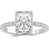 PAFIDDY 1.5 Carat Radiant Cut Moissanite Engagement Ring for Women, S925 Sterling Silver, D Color VVS1 Lab-Created Moissanite Promise Ring