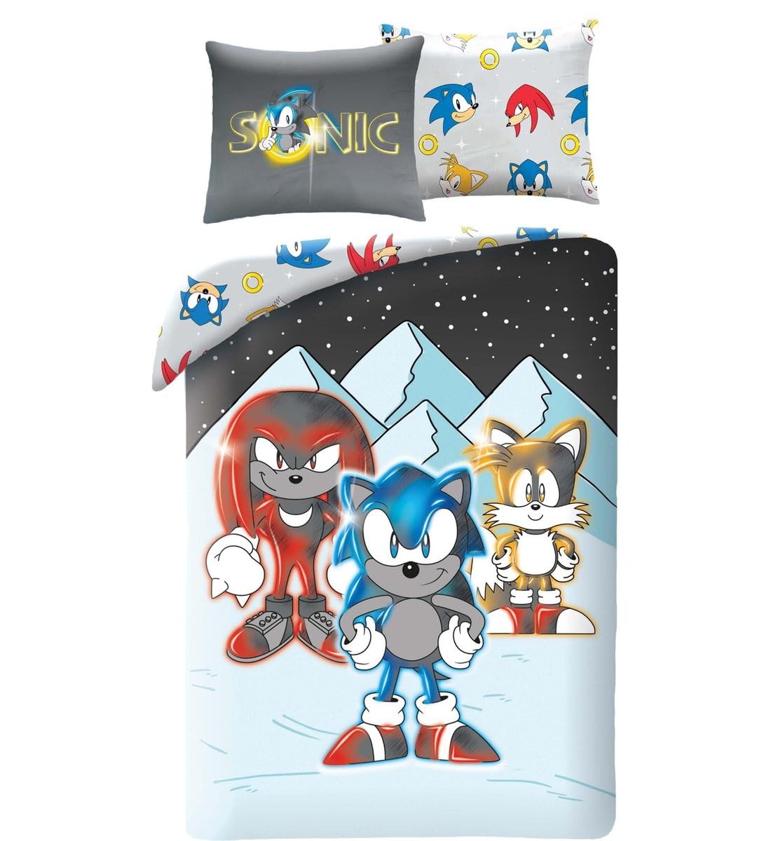 SONIC AND FRIENDS Tails Shadow Bed Linen 140 x 200 cm with Pillowcase 70 x 90 cm 100% Polyester Multi-Coloured