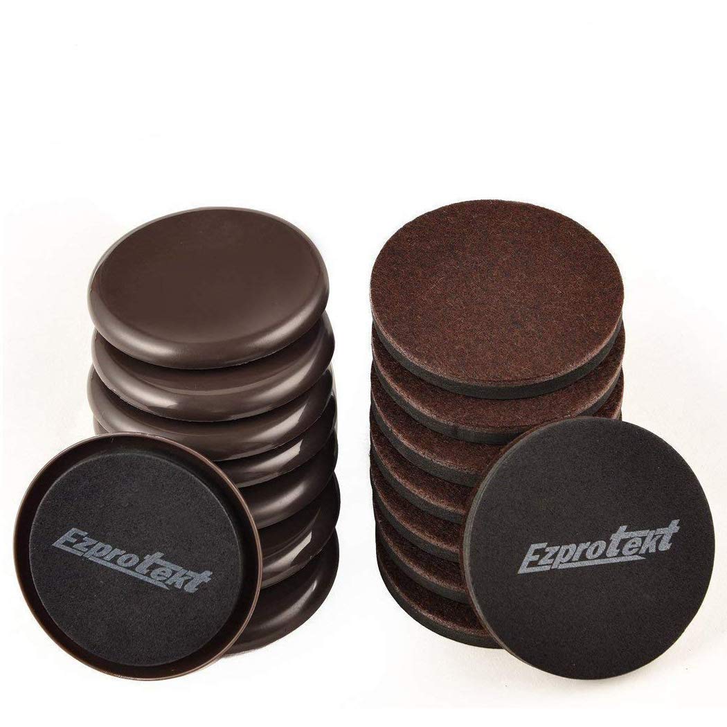 Ezprotekt Each 8 Pack 3.5 Inch Furniture Moving Slider & Felt Furniture Slider Pads, Furniture Glider for Carpet & Rug - Felt Furniture Glider for Hard Wood Floor Surfaces 89mm 16 Pack, Round Brown — image 1
