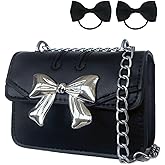 Gleease Mini Crossbody Bags for Women Mini Purses for Girl Micro Purse Tiny Black Small Bow Purse Handbags Shoulder Bags