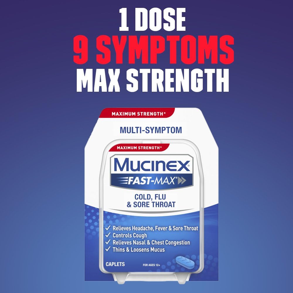 Mucinex Fast-Max Cold, Flu, & Sore Throat Caplets, 20ct: Health & Personal Care