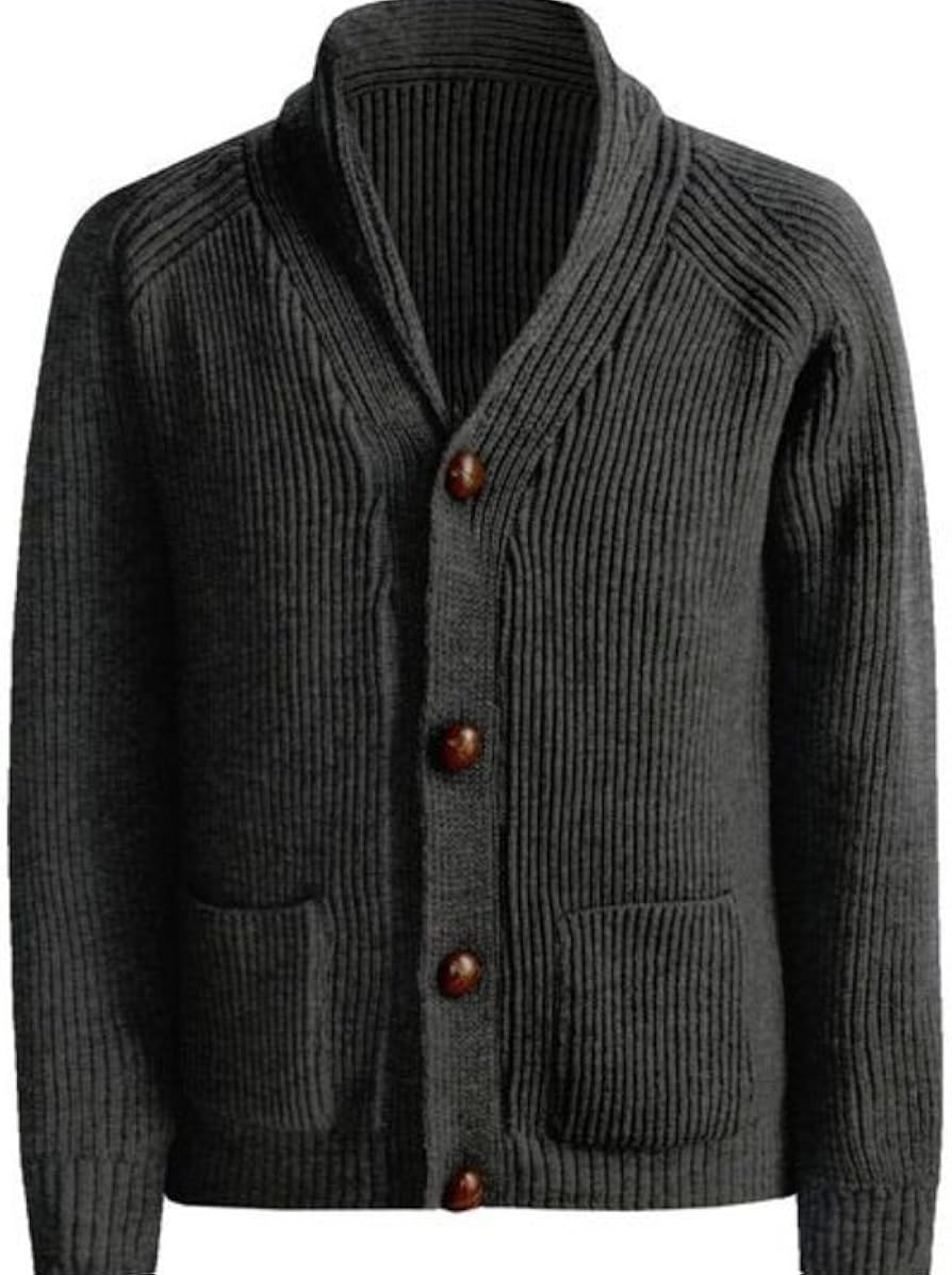 Peregrine by J.G. Glover Men's 100% Wool Shawl Neck, Elbow Patches Sweater (X-Large) Charcoal at 