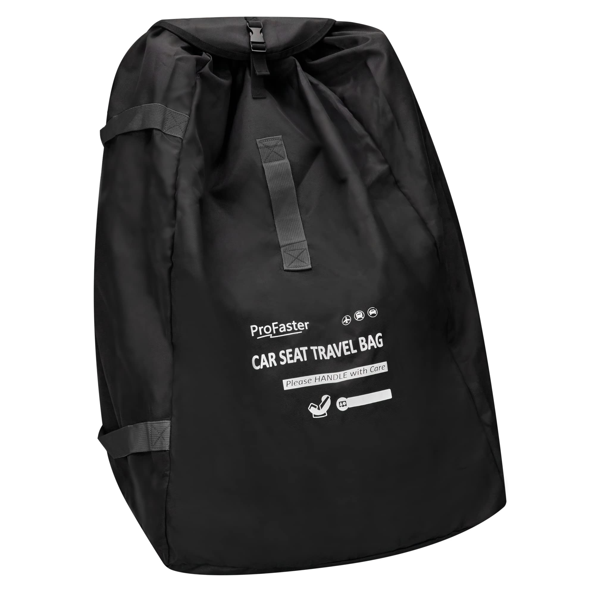 Photo 1 of ProFaster Car Seat Travel Bag Backpack for Air Travel Universal Infant Carseat Gate Check Bag Cover for Airplane, Foldable with Pouch, Gray