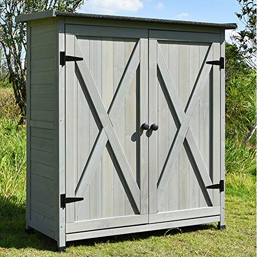 ZHOUAICHENG Outdoor Holz Gartenschrank Lagerung Schuppen Schrank Werkzeugschrank für wasserdichte Sonnencreme Innenhof…
