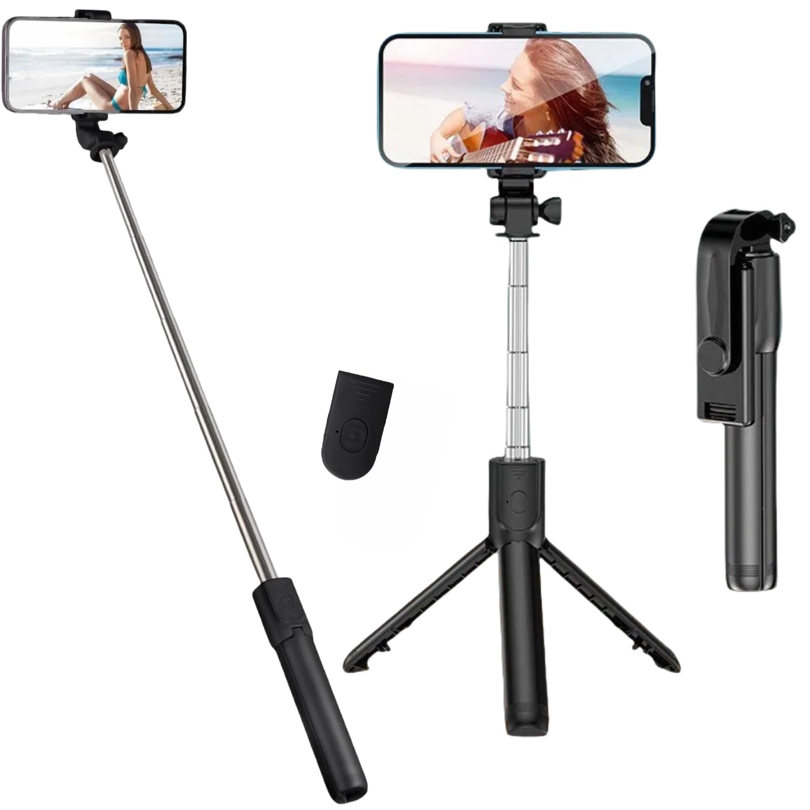 flintronic Selfie Stick Tripod, Stable Tripod with Wireless Bluetooth Remote Control,67CM Extendable Portable Aluminum Selfie Stick Compatible for ios and Android, Cameras