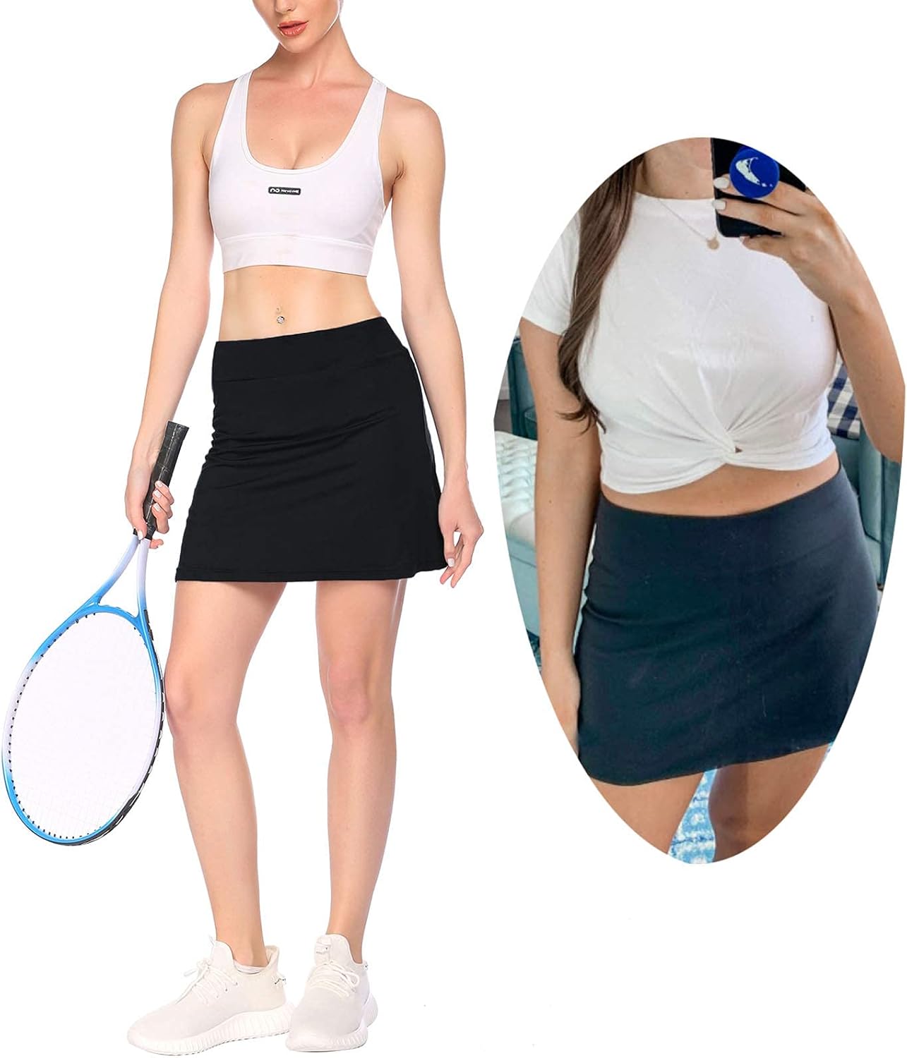 ADOME Tennis Skirts for Women Golf Skorts Skirts High Waisted Pleated Skirt with Liner Shorts: Clothing