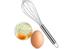 PROKITCHEN Whisk, 304 Stainless Steel Food Grade Cooking Whisks with Thick Stainless Steel Wire, 10-inch Milk & Egg Beater Bl