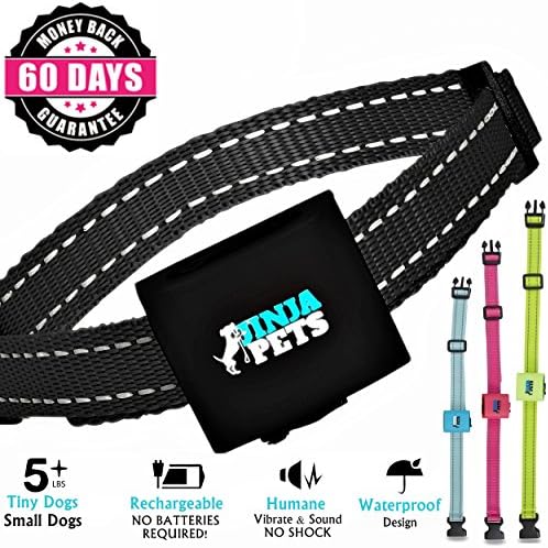 JinjaPets Anti-Bark Dog Collar No shock Vibrate Waterproof Humane Instant (Black)