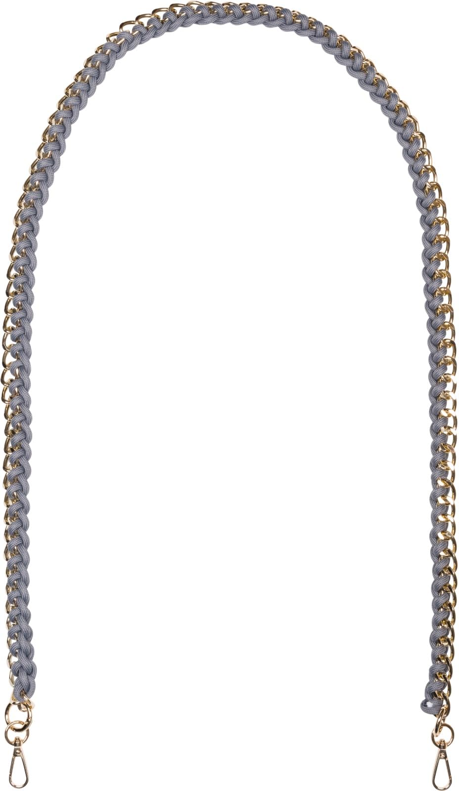 styleBREAKER bag shoulder strap with woven chain, interchangeable bag strap, phone strap, phone chain, carabiner 02013038, Colour:Grey