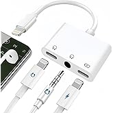 Ceotsak 3 in 1 Lightning to 3.5mm Jack Headphone Adapter Earphone Jack Audio and Charging Adapter Headphone Splitter Compatib