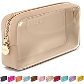 Embla Clear Cosmetic Bag Makeup Case, Clear Zipper Make Up Pouch and Toiletry Travel Tote, Cute Skincare Pouches for Women Girls, Preppy Purse Cosmetic Organizer, Small Makeup Bags, Sand