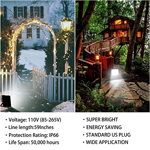 FAISHILAN 100W LED Flood Light-IP66 Waterproof Work Light Outdoor Lamp with US-3 Plug 10000Lm, 6500K Floodlight for Garage, Garden, Lawn and Yard