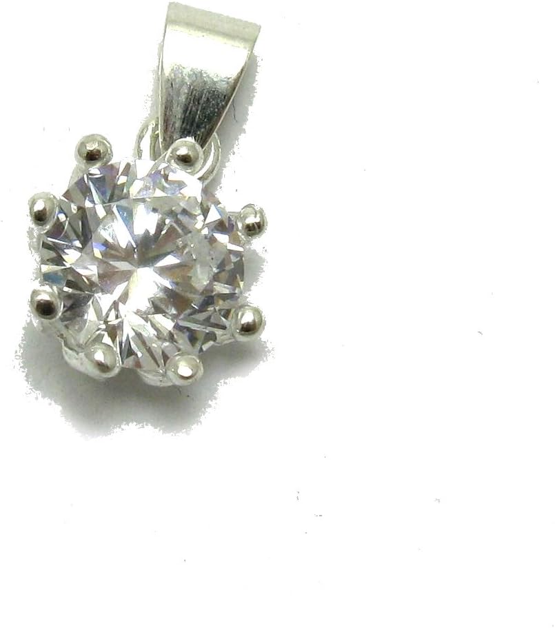 Sterling silver pendant solid 925 with 9mm round CZ EMPRESS