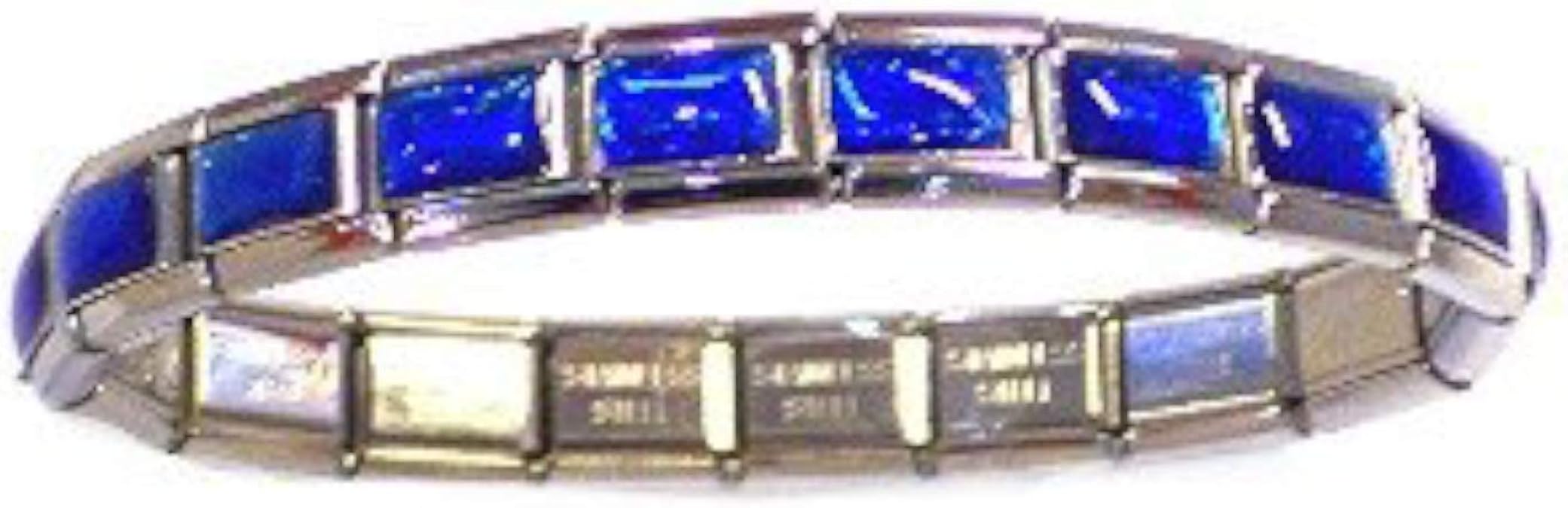 TUCCI CHARMS Saphire Blue Iridescent Italian Charm Bracelet Italian Style Charm