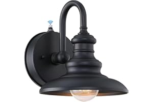 LONEDRUID Dusk to Dawn Sensor Outdoor Wall Sconce Black Exterior Gooseneck Barn Light Fixtures Waterproof Farmhouse Wall Mount Porch Lighting Anti-Rust Outside Lantern for House Garage Entryway