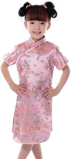 Amazon ビグッド Bigood Tm 龍柄 花柄 女の子 女児 半袖 ワンピース チャイナドレス 子供ドレス 子供服 中華服 ピンク 並行輸入品 フォーマル 通販