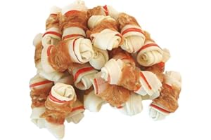 Pawant Dog Treats Chicken Wrapped Rawhide Bones for Small Dog Treats Puppy Chews Snacks Promotes Healthy Chewing Chicken Wrapped Knot 2.5" 1lb