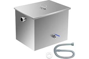 OUKIDR Commercial Grease Trap, Stainless Steel Grease Interceptor For Kitchen Under Sink, Oil-Water Separator With Side Water Inlet For Restaurant Factory Home Kitchen,25LB