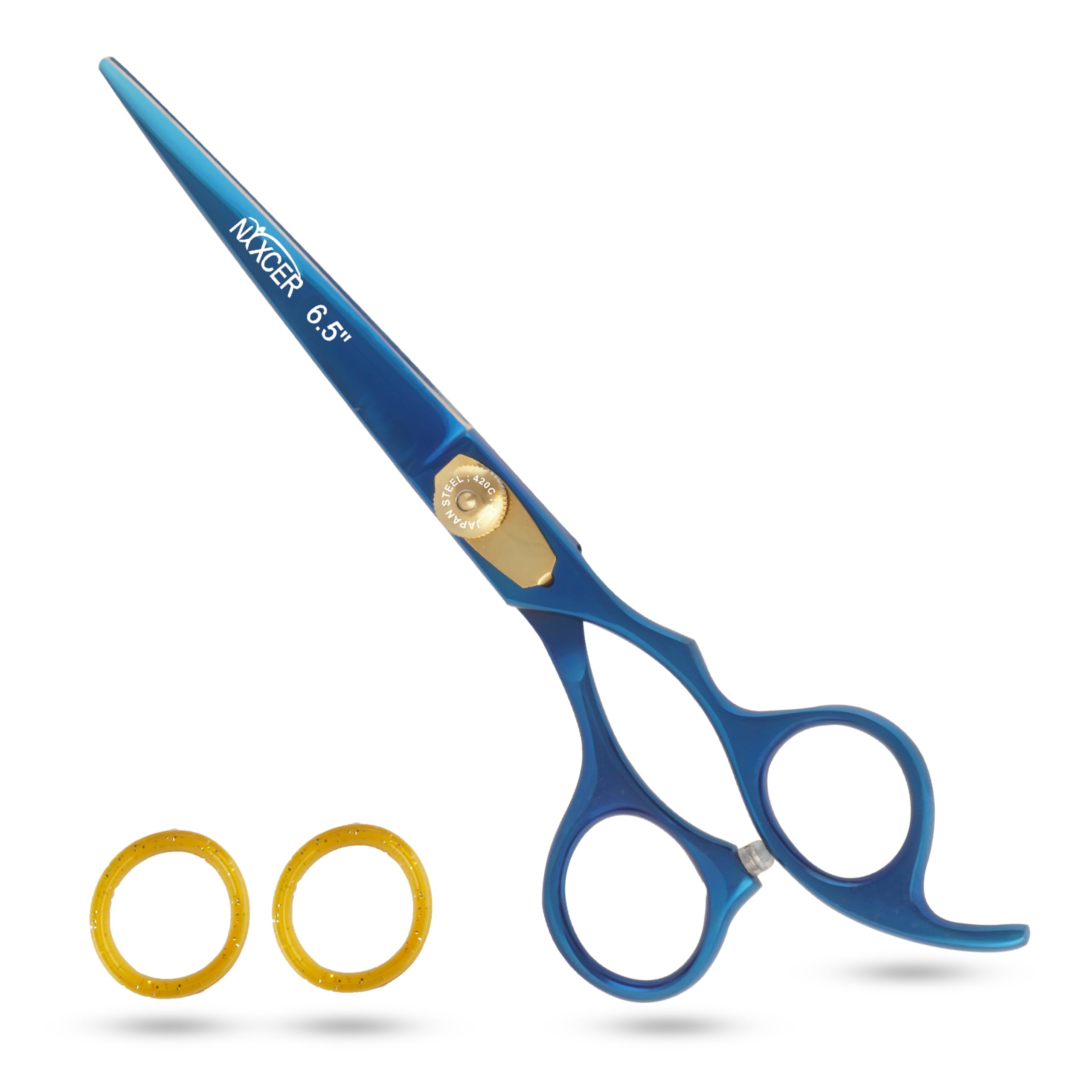 Nixcer Hair Cutting Scissors -Sharp Razor Edge Blade Hair Shears Series - 6.5" with Fine Adjustment – Stainless Steel Hair Scissors Professional for Men, Women & Babies (Blue)