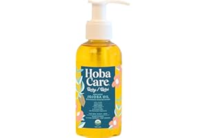 HobaCare Organic Jojoba Baby Oil with Pump – 100% Pure Natural Unrefined Unscented Cold Pressed Jojoba Oil for Baby Hair, Inf