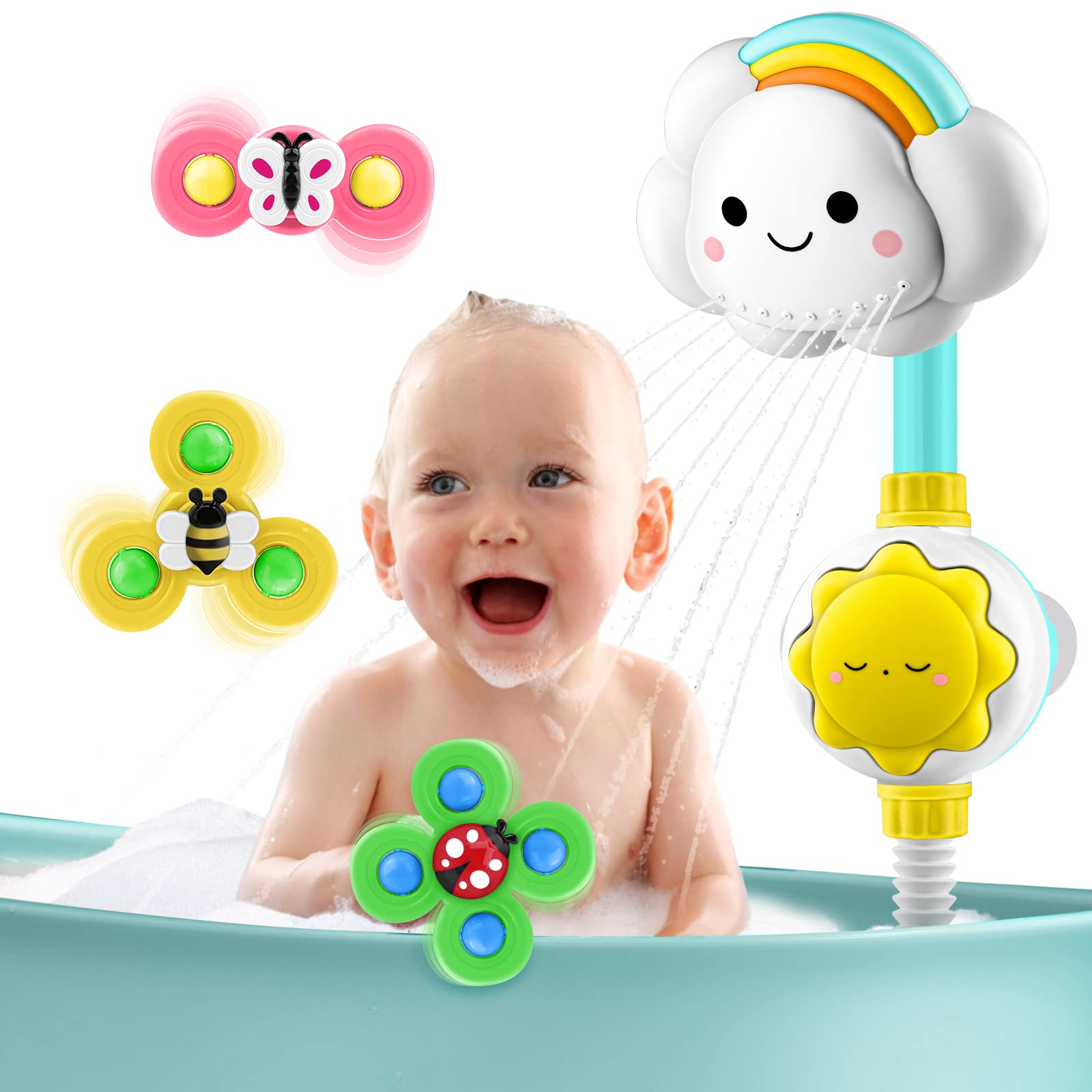 Photo 1 of OWNONE Bathtub Shower Sprayer - Baby Bath Toy, Ages 1-3, 6-12 Months - Includes Cloud Shower Head & 3 Suction Spinners