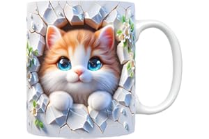 3D Cat Ceramic Coffee Mug 11oz, Cute Kitten Drinkware for Coffee Milk Beverages, Cat Lover Gift for Women Men