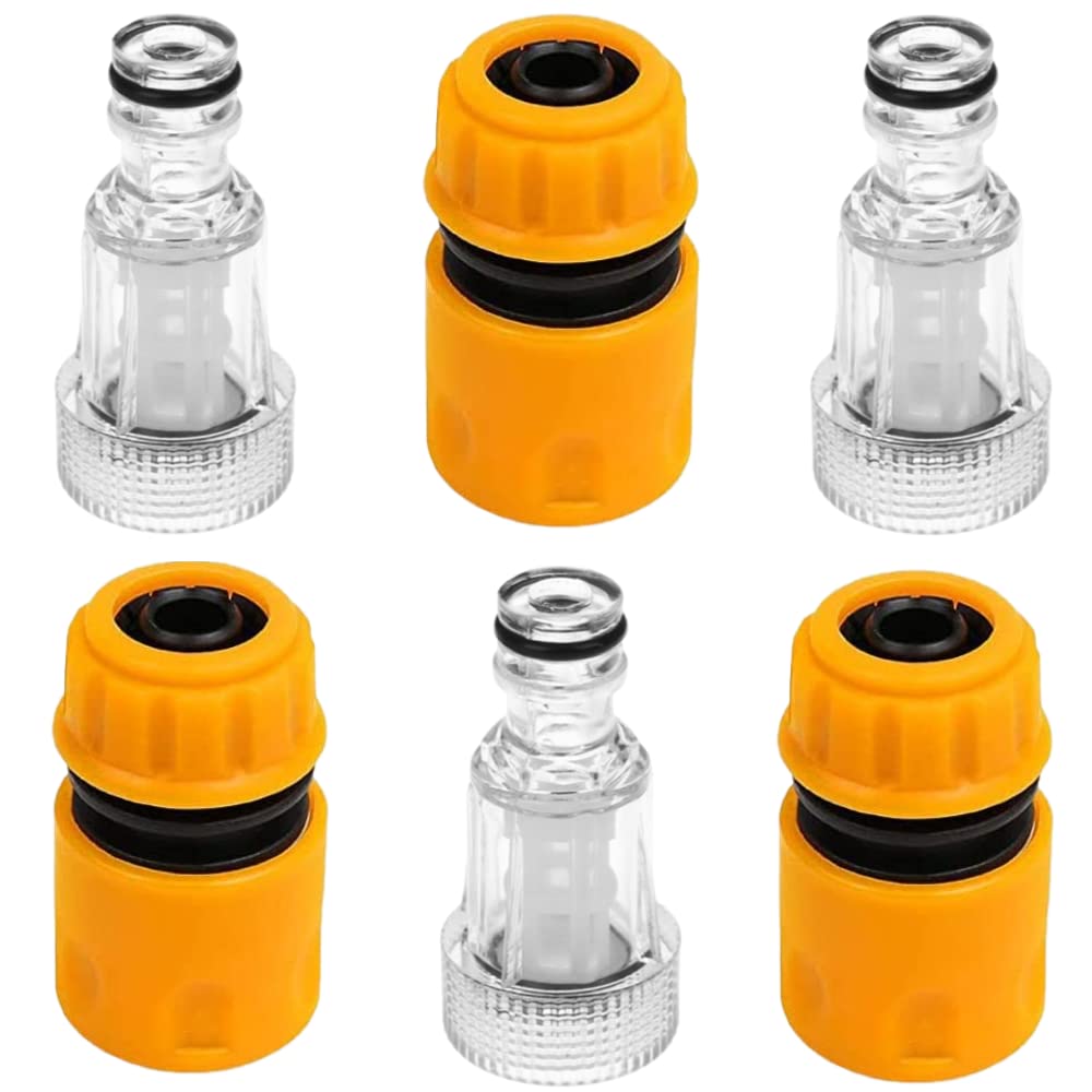 HuYiGGZ 6 Pcs Pressure Washer Gun Adapter Plastic Machine Water Filter Pressure Washer Hose Tap Connector Washer Inlet Filter 3/4 Inch Connector (Set 2)