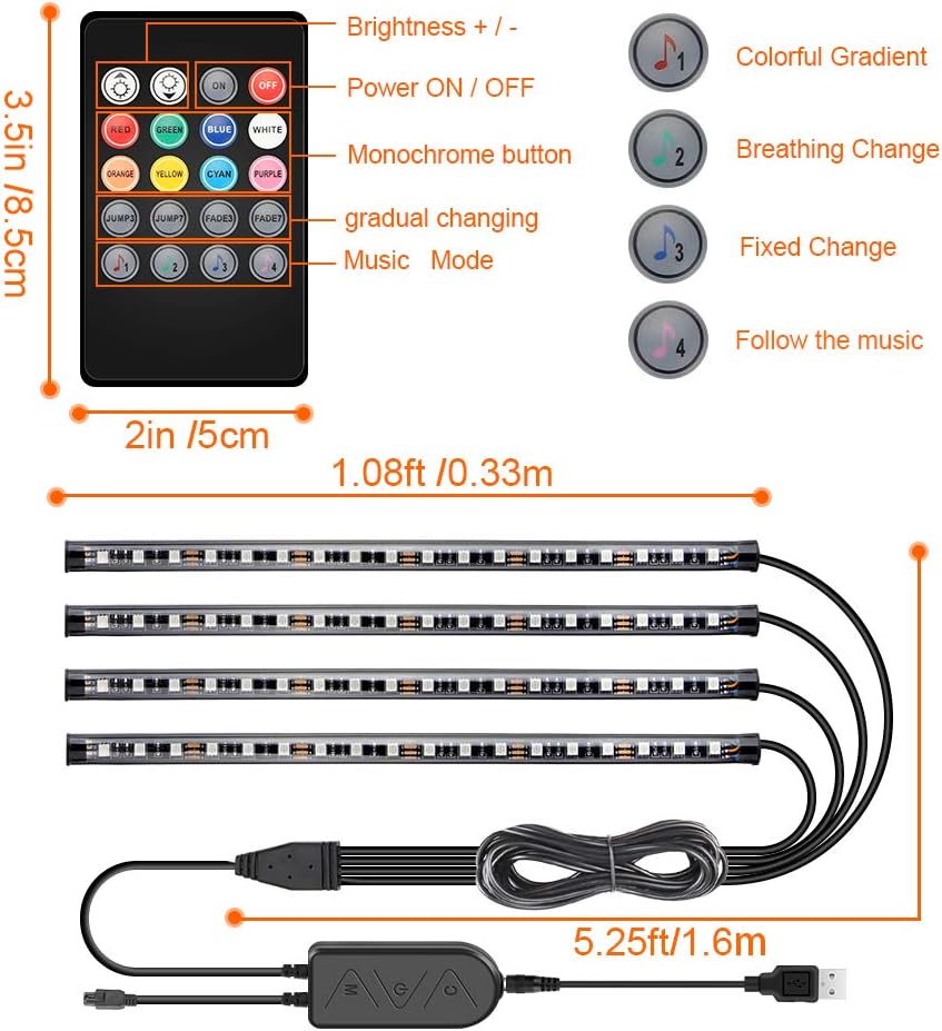 Car LED Interior Lights, 72 LED DC 12V Car Strip Lights, Car Accessories Interior Lighting - Image 5