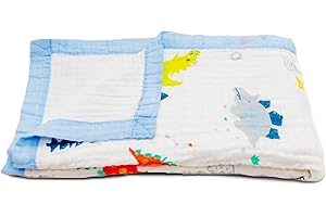 SNUGGLE BUDS 100% Cotton Muslin Baby Blanket | Soft & Breathable 6-Layer Swaddle & Receiving Blanket | Lightweight Quilt for Newborns, Infants & Toddlers | Gender-Neutral (Dinosaur Dreams)