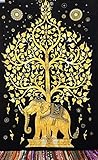 Tree of Life Tapestry, Indian Elephant Tapestry, Tree- Elephant Tapestry, Indian Tapestry, Twin Age Dorm Bedding, Tree of Life Tapestry by Jaipur Handloom