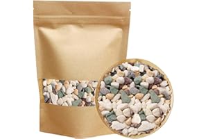 TOYPOPOR Natural Decorative Pebbles Rocks Polished Tterrarium Gravel White Stones with Red, Green, and Yellow Pastel Accents Mixed Color Aquarium Stones Garden Accessories Top Dressing for Bonsai Potted 2.2lbs