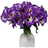 Artificial Fake Pansy Flowers Faux Silk Pansies Outdoor Artificial Flowers,Uv Resistant Outdoor Plants for Home Planter Porch Yard Patio Window Box Decor (Purple)