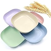 N/A/ 5Pcs 14.4cm Square Lightweight Wheat Straw Plates, Deep Dinner Dishes, Camping Dinnerware for Serving pasta fruit for Kids Toddlers and Adults (MULTI) Multicolor