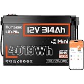 HumsiENK 12V 300Ah (314Ah) LiFePO4 Lithium Battery Mini Size, Bluetooth 200A BMS, 15000+ Deep Cycles, Low-Temp Protection – f