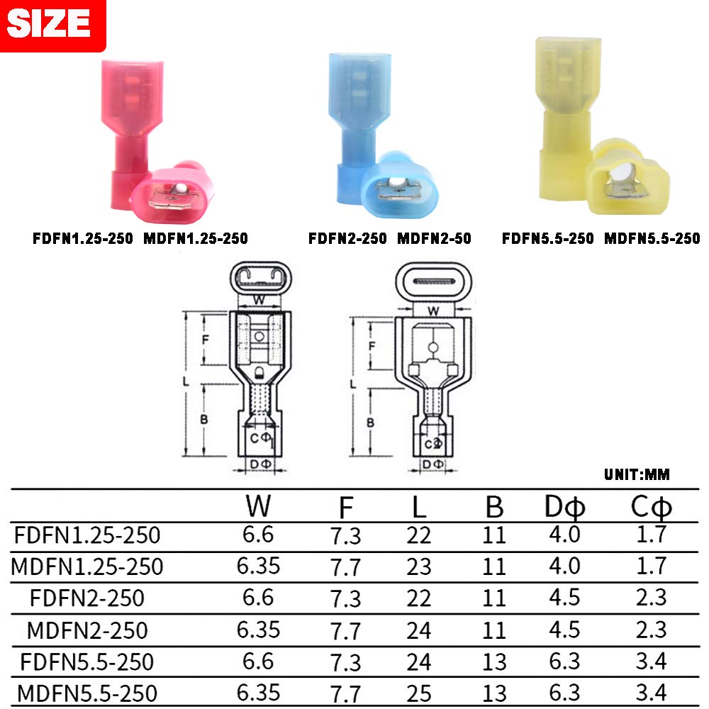 Yosawo 320 Pieces Wire Connectors Fully Insulated Male/Female Spade Nylon Quick Disconnect Electrical Crimp Terminals Assortment Kit - Image 3