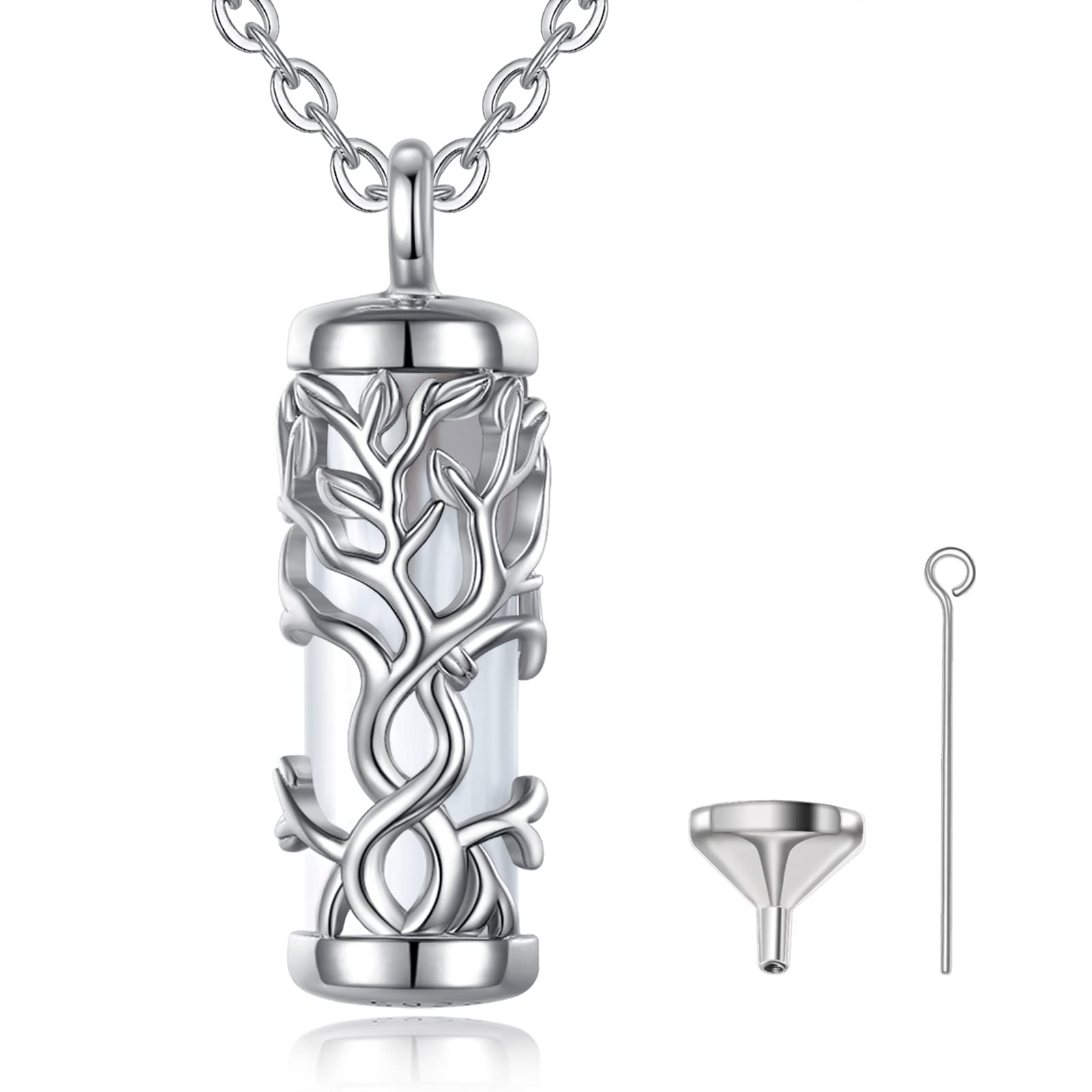 EUDORA Harmony Ball Urn Necklace for Ashes 925 Sterling Silver, Cremation Jewellery for Ashes Necklaces Tree of Life Pendant for Ashes Funeral Memorial Gift for Human Pets Ashes, 20inch