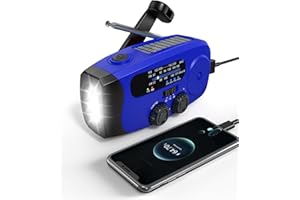 Emergency Hand Crank Radio Emgykit - 2000mAh/7400mWh AM/FM/NOAA Solar Hand Crank Emergency Radio with 3 LED Flashlights, SOS Function for Emergencies, Camping - Blue