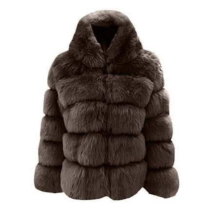 kigins Damen Fellmantel Kurz Winter Faux Pelz Jacke Outwear Elegant Warm Felljacke