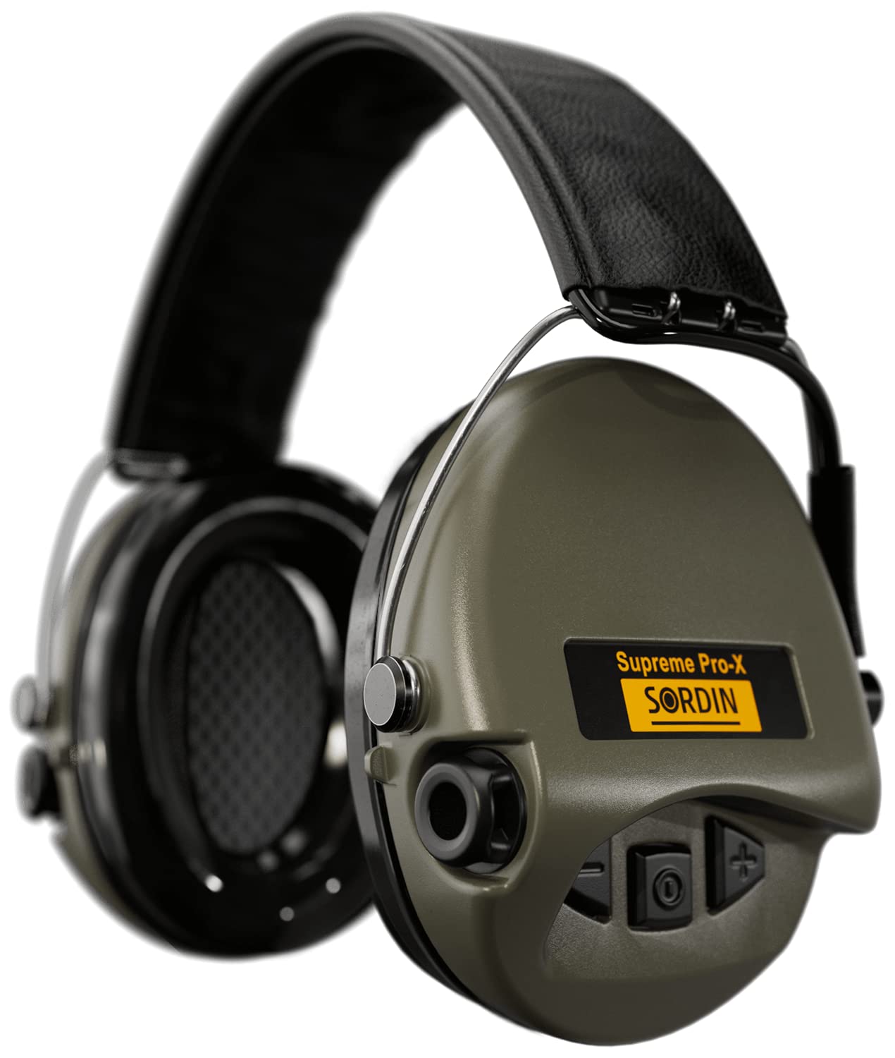 Sordin Pro-X Capsule hearing protectors 75302-X/L-G-S - EN 352 - Gel cushions, Leather strap & green capsules