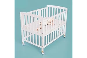 Flwrgirl Portable Mini Baby Crib - Convertible Baby Cribs with Soft Foam Mattress(38 * 24"),3 Heights(21",16",12") Bedside Bassinet Sleeper,Bedside Crib Co Sleeper for Small Space,White
