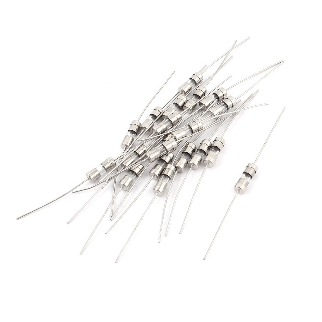 sourcingmap 20pcs AC 250V 1.25A 4x11mm Fast-blow Acting Axial Lead Glass Fuse Tube