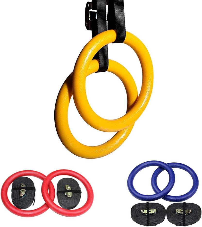 Dedream Gymnastic Rings- -Buckles and Straps - Includes 2 Non-Slip Textured Gymnastics Rings - Very Reliable Gymnastic Equipment for Adults or Kids