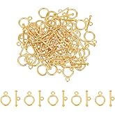 UNICRAFTALE 160Sets Toggle Clasps T Bar Clasps Round IQ Golden Toggle Clasps Metal Closure Clasps Neckalce Clasps Jewelry Connectors Clasps for Necklace Bracelet Jewelry Making