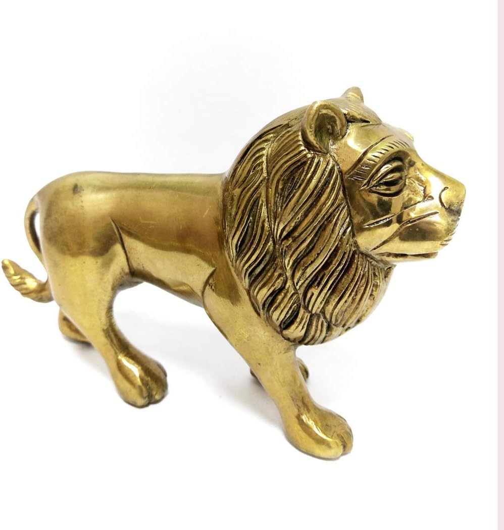 Fasherati Brass Lion Statue, Standard, Multicolour Vastu Feng shui Home