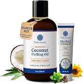 Natruveda Coconut Oil Pulling Oil &ndash; 8 oz, Extra Virgin Coconut Oil with Mint, Clove, Sesame &amp; Sunflower Oils, Traditional Ayurvedic Oil Pulling Formula for Daily Use