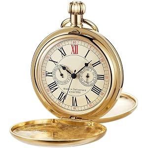 Cortella Mens Mechanical Pocket Watch, Elegant Roman Numeral Dial with Chain and Gift Box Vintage Timepiece, Pocket Watches f